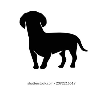 Dog silhouette. Vector silhouette of dog on white background. black silhouette dog isolated on white background. vector illustration. cutout dog. pet hand drawn design.