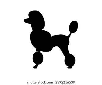 Hundesilhouette. Vektorsilhouette eines Hundes auf weißem Hintergrund. schwarzer Silhouettenhund einzeln auf weißem Hintergrund. Vektorgrafik. ausgeschnittener Hund. handgezeichnetes Tierdesign.