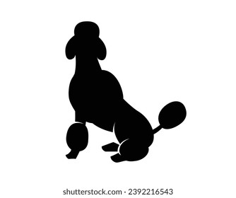 Hundesilhouette. Vektorsilhouette eines Hundes auf weißem Hintergrund. schwarzer Silhouettenhund einzeln auf weißem Hintergrund. Vektorgrafik. ausgeschnittener Hund. handgezeichnetes Tierdesign.