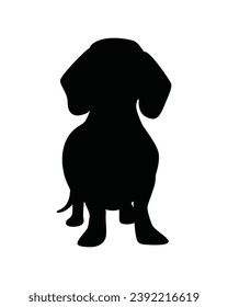 Dog silhouette. Vector silhouette of dog on white background. black silhouette dog isolated on white background. vector illustration. cutout dog. pet hand drawn design.