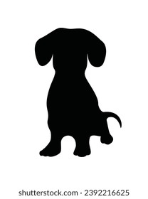 Silueta de perro. Silueta vectorial de perro con fondo blanco. perro de silueta negra aislado en fondo blanco. ilustración vectorial. perro de corte. diseño dibujado a mano para mascotas.