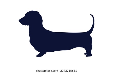 Dog silhouette. Vector silhouette of dog on white background. black silhouette dog isolated on white background. vector illustration. cutout dog. pet hand drawn design.