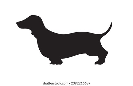 Dog silhouette. Vector silhouette of dog on white background. black silhouette dog isolated on white background. vector illustration. cutout dog. pet hand drawn design.
