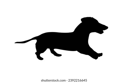 Hundesilhouette. Vektorsilhouette eines Hundes auf weißem Hintergrund. schwarzer Silhouettenhund einzeln auf weißem Hintergrund. Vektorgrafik. ausgeschnittener Hund. handgezeichnetes Tierdesign.