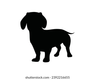 Dog silhouette. Vector silhouette of dog on white background. black silhouette dog isolated on white background. vector illustration. cutout dog. pet hand drawn design.