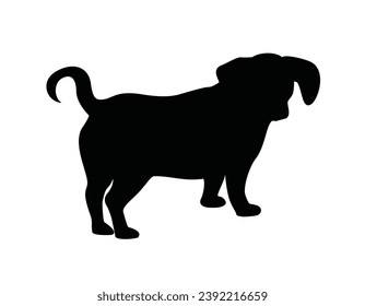 Dog silhouette. Vector silhouette of dog on white background. black silhouette dog isolated on white background. vector illustration. cutout dog. pet hand drawn design.