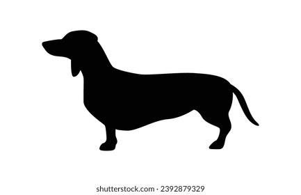 Dog silhouette. Vector silhouette of dog on white background. black silhouette dog isolated on white background. vector illustration. cutout dog. pet hand drawn design.