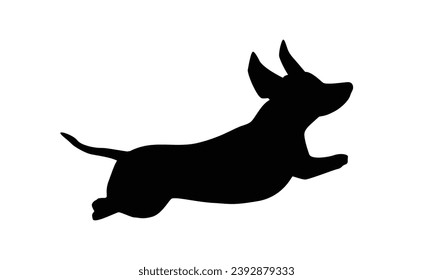 Dog silhouette. Vector silhouette of dog on white background. black silhouette dog isolated on white background. vector illustration. cutout dog. pet hand drawn design.