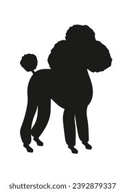 Hundesilhouette. Vektorsilhouette eines Hundes auf weißem Hintergrund. schwarzer Silhouettenhund einzeln auf weißem Hintergrund. Vektorgrafik. ausgeschnittener Hund. handgezeichnetes Tierdesign.