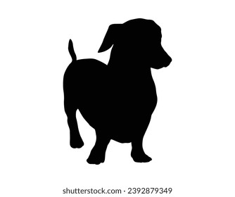 Dog silhouette. Vector silhouette of dog on white background. black silhouette dog isolated on white background. vector illustration. cutout dog. pet hand drawn design.