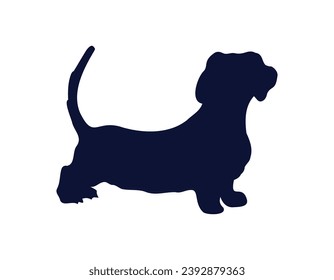 Dog silhouette. Vector silhouette of dog on white background. black silhouette dog isolated on white background. vector illustration. cutout dog. pet hand drawn design.