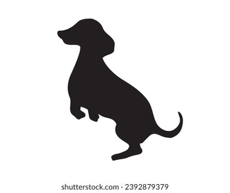 Dog silhouette. Vector silhouette of dog on white background. black silhouette dog isolated on white background. vector illustration. cutout dog. pet hand drawn design.