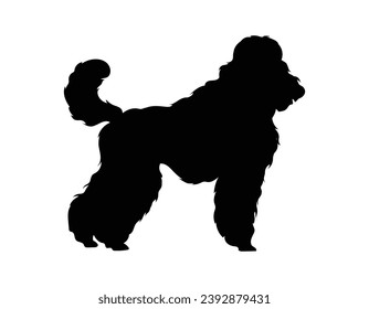 Dog silhouette. Vector silhouette of dog on white background. black silhouette dog isolated on white background. vector illustration. cutout dog. pet hand drawn design.