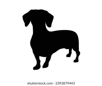 Dog silhouette. Vector silhouette of dog on white background. black silhouette dog isolated on white background. vector illustration. cutout dog. pet hand drawn design.