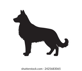 Dog silhouette. Vector silhouette of dog on white background. black dog isolated on white background. cutout dog. hand drawn design.