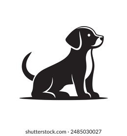 Dog silhouette. Vector silhouette of dog on white background. 