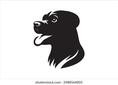 Dog silhouette. Vector silhouette of dog on white background. black dog isolated on white background. cutout dog. hand drawn design. vector illustration.