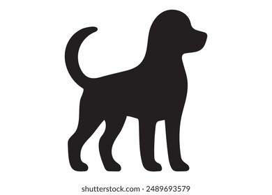 Dog silhouette. Vector silhouette of dog on white background. black dog isolated on white background. cutout dog. hand drawn design. vector illustration.