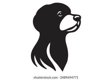 Dog silhouette. Vector silhouette of dog on white background. black dog isolated on white background. cutout dog. hand drawn design. vector illustration.