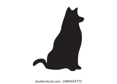 Dog silhouette. Vector silhouette of dog on white background. black dog isolated on white background. cutout dog. hand drawn design. vector illustration.