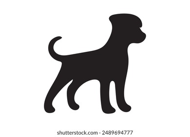 Dog silhouette. Vector silhouette of dog on white background. black dog isolated on white background. cutout dog. hand drawn design. vector illustration.