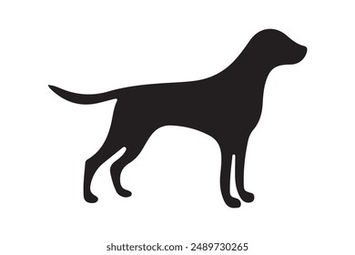 Dog silhouette. Vector silhouette of dog on white background. black dog isolated on white background. cutout dog. hand drawn design. vector illustration.