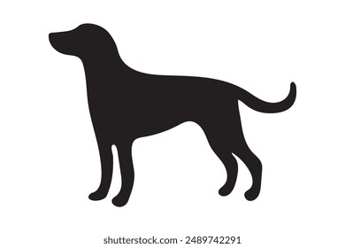 Dog silhouette. Vector silhouette of dog on white background. black dog isolated on white background. cutout dog. hand drawn design. vector illustration.