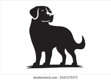 Dog silhouette. Vector silhouette of dog on white background. black dog isolated on white background. cutout dog. hand drawn design. vector illustration.