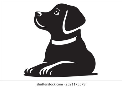 Dog silhouette. Vector silhouette of dog on white background. black dog isolated on white background. cutout dog. hand drawn design. vector illustration.