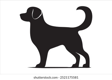 Dog silhouette. Vector silhouette of dog on white background. black dog isolated on white background. cutout dog. hand drawn design. vector illustration.