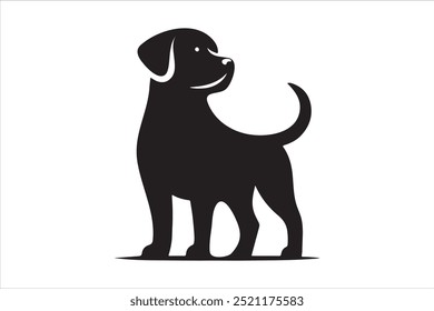 Dog silhouette. Vector silhouette of dog on white background. black dog isolated on white background. cutout dog. hand drawn design. vector illustration.