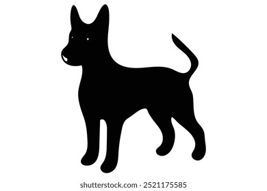 Dog silhouette. Vector silhouette of dog on white background. black dog isolated on white background. cutout dog. hand drawn design. vector illustration.