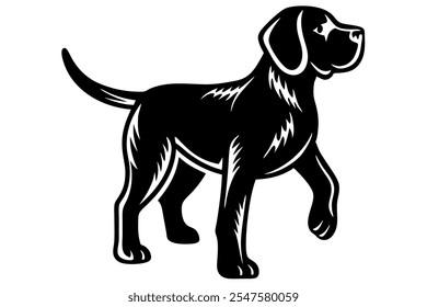 Dog silhouette. Vector silhouette of dog on white background.