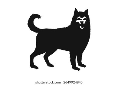 Dog silhouette. Vector silhouette of dog on white background. cutout dog. hand drawn design. vector illustration