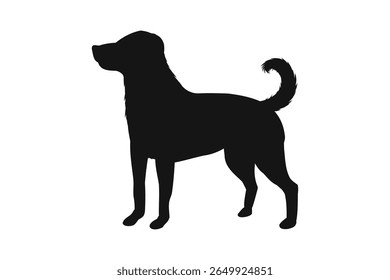 Dog silhouette. Vector silhouette of dog on white background. cutout dog. hand drawn design. vector illustration