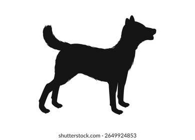 Dog silhouette. Vector silhouette of dog on white background. cutout dog. hand drawn design. vector illustration