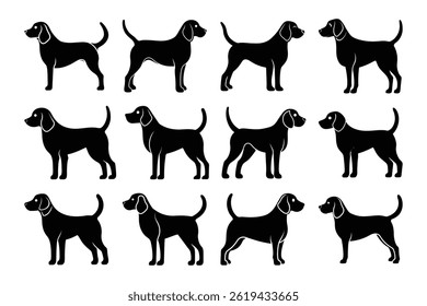 Dog Silhouette Vector Set Bundle Collection Of Various Poses