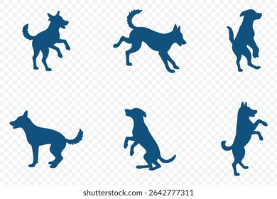 dog silhouette vector set  . a collection of dog silhouettes in various poses and breeds. Perfect for pet lovers, veterinarians, or dog trainer.