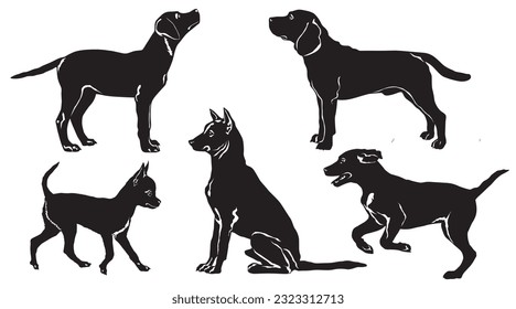 Dog Silhouette vector set illustration