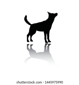Dog silhouette vector with shadow, use for logo or another purpose.