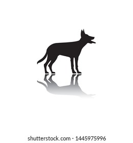 Dog silhouette vector with shadow, use for logo or another purpose.