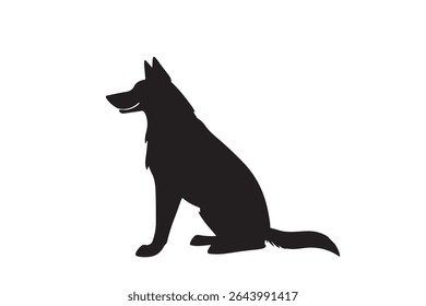 "Dog Silhouette Vector – Sitting Pet in Calm Pose"