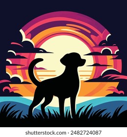 Dog silhouette vector white background
