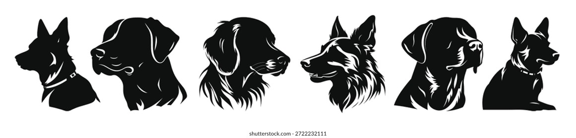 Siluetas de perro Conjunto de Vector negro Silueta de perros colección