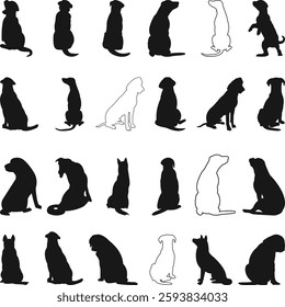 Dog Silhouettes Collection set Black and white