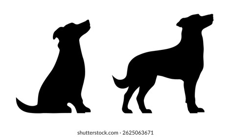 Dog silhouettes on white background. Vector illustrations set