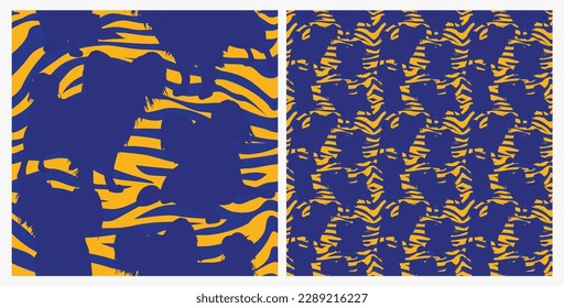 Dog silhouettes pattern fabric. Elegant, soft seamless background, abstract background with negative space small Papillon dog shapes for Dog Lovers. Blue and yellow zebra. Birthday present wrapping.
