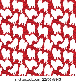 Dog silhouettes pattern fabric. Elegant, soft seamless background, abstract background with Samoyed dog shapes for Dog Lovers. Valentine's day, creative zebra. Birthday present wrapping paper.