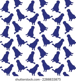 Dog silhouettes pattern fabric.Elegant, soft seamless background, abstract background with Golden Retriever dog shapes on a white background. Birthday present, simple plain wrapping paper. Clean style