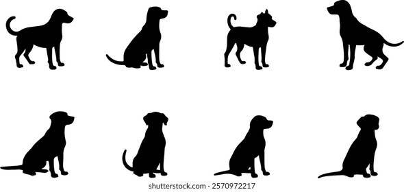 A dog silhouettes pet animals graphics set